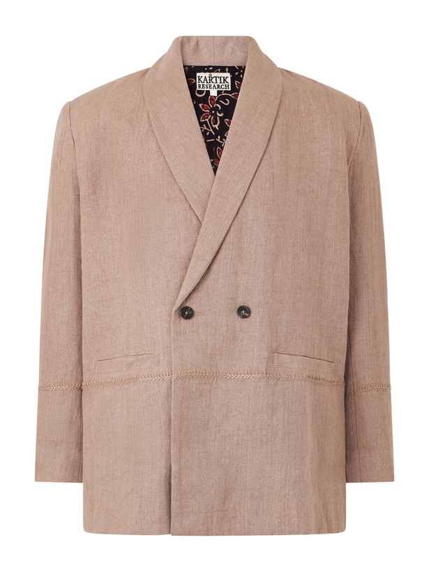 Photo: Kartik Research - Rabari Embroidered Linen Blazer - Brown