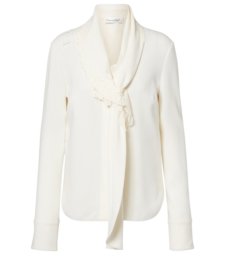 Photo: Oscar de la Renta Lace-trimmed silk-blend georgette blouse
