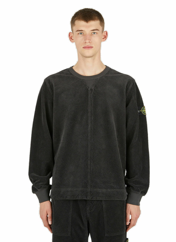 Photo: Compass Patch Cord Sweatshirt in Dark Grey