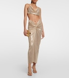 Dodo Bar Or Sequined gathered midi skirt