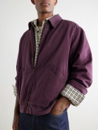 A.PRESSE - Silk-Blend Gabardine Bomber Jacket - Burgundy