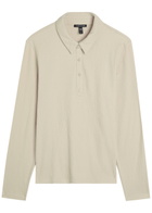 Eileen Fisher Henley Textured Cotton-blend Polo Shirt Beige