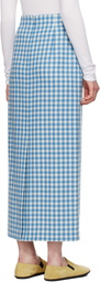 AURALEE Blue & White Airy Smooth Cashmere Maxi Skirt