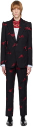 Dries Van Noten Black & Red Embroidered Suit