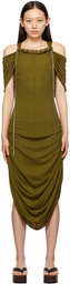 Loewe Khaki Off-The-Shoulder Dress