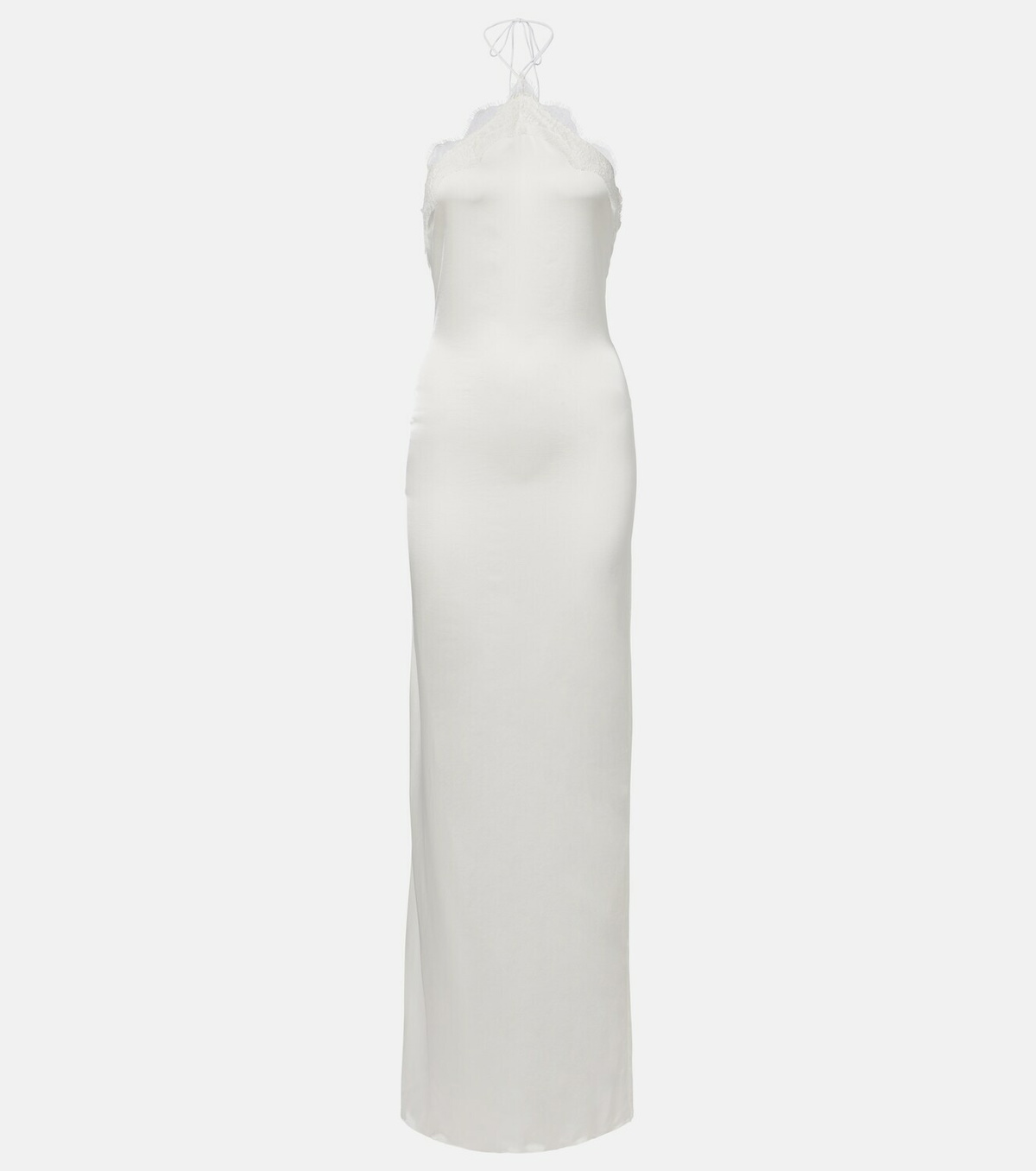 Oséree Bridal lace-trimmed satin maxi dress