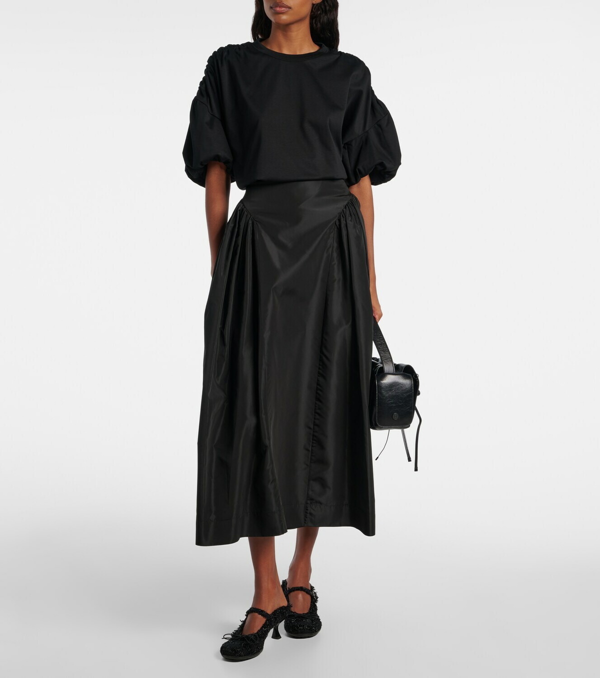 Noir Kei Ninomiya Gathered cotton jersey T-shirt