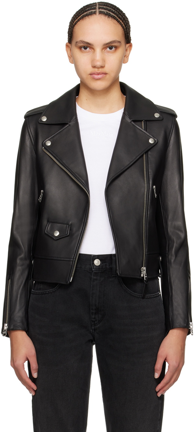 MACKAGE Black Baya Leather Biker Jacket Mackage