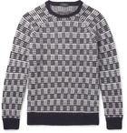 Incotex - Checked Brushed Virgin Wool-Blend Sweater - Blue