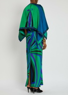 Pucci Iride Cape-effect Silk-twill Maxi Dress Multi Print