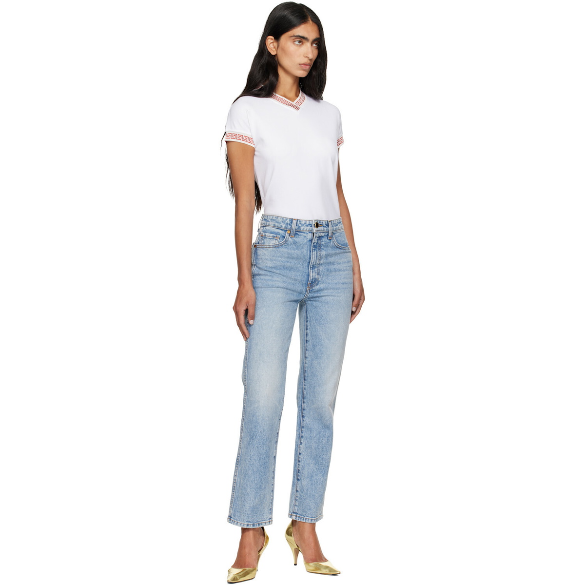 Versace White Jacquard Stretch Cotton-Jersey T-shirt