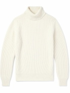 Anderson & Sheppard - Ribbed Wool and Cashmere-Blend Rollneck Sweater - Neutrals
