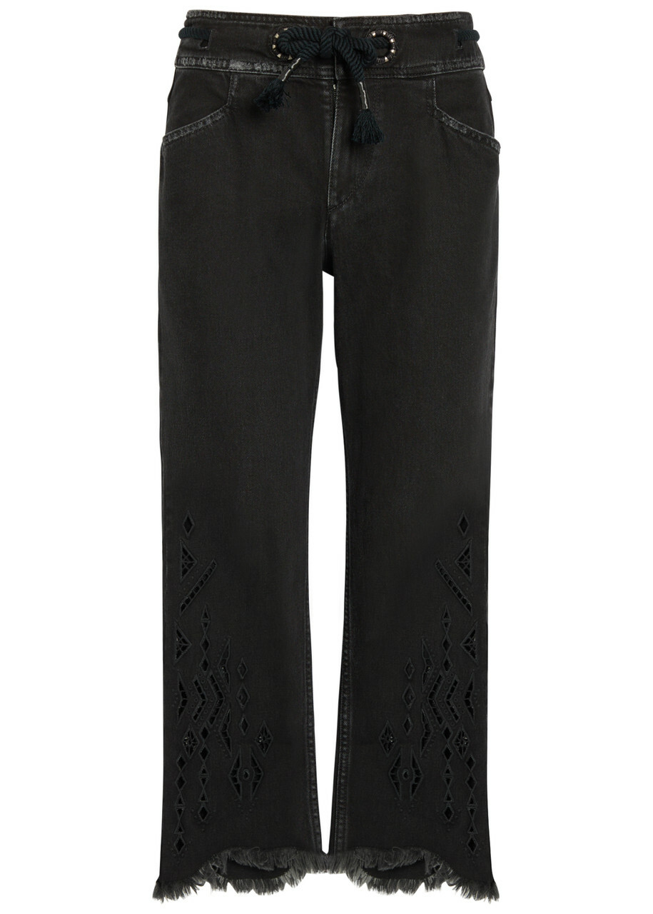 Isabel Marant Alison Cut-out Cropped Denim Jeans Black