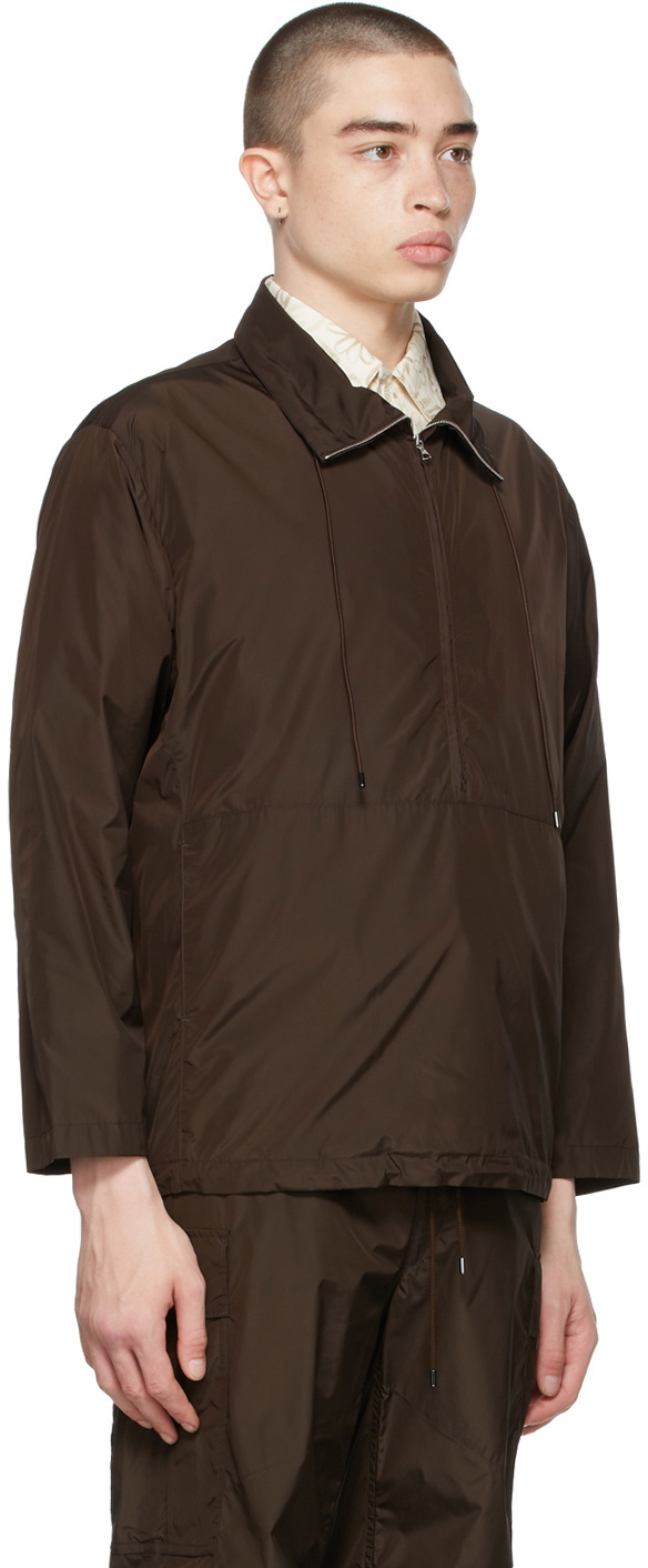 AURALEE Brown High Count Half Zip Jacket Auralee