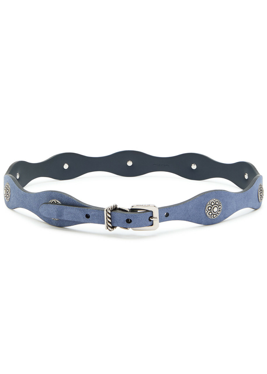 Etro Studded Suede Belt Blue