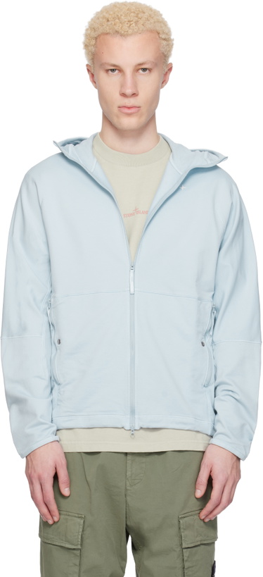 Photo: Stone Island Blue 6100069 Stretch Cotton Fleece Stellina Hoodie