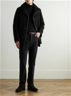 TOM FORD - Leather-Trimmed Shearling Peacoat - Black