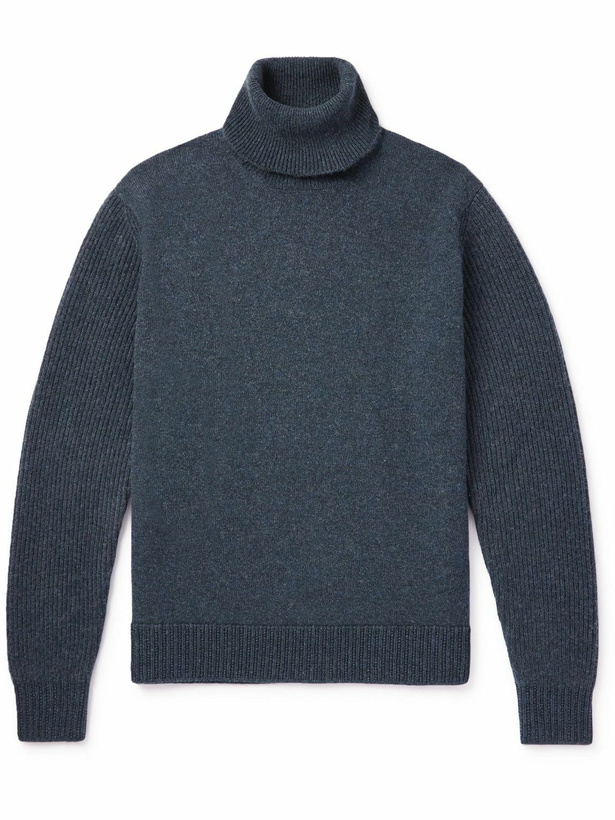 Photo: Loro Piana - Ribbed Cashmere Rollneck Sweater - Blue