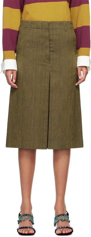 Photo: Dries Van Noten Brown Pleated Midi Skirt