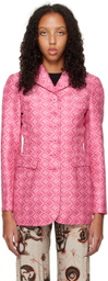 Marine Serre Pink Jacquard Blazer
