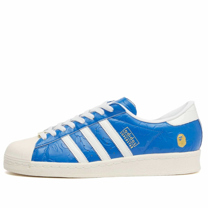 Photo: Adidas X Bape Superstar Vintage Sneaker in Blue/White/Off White