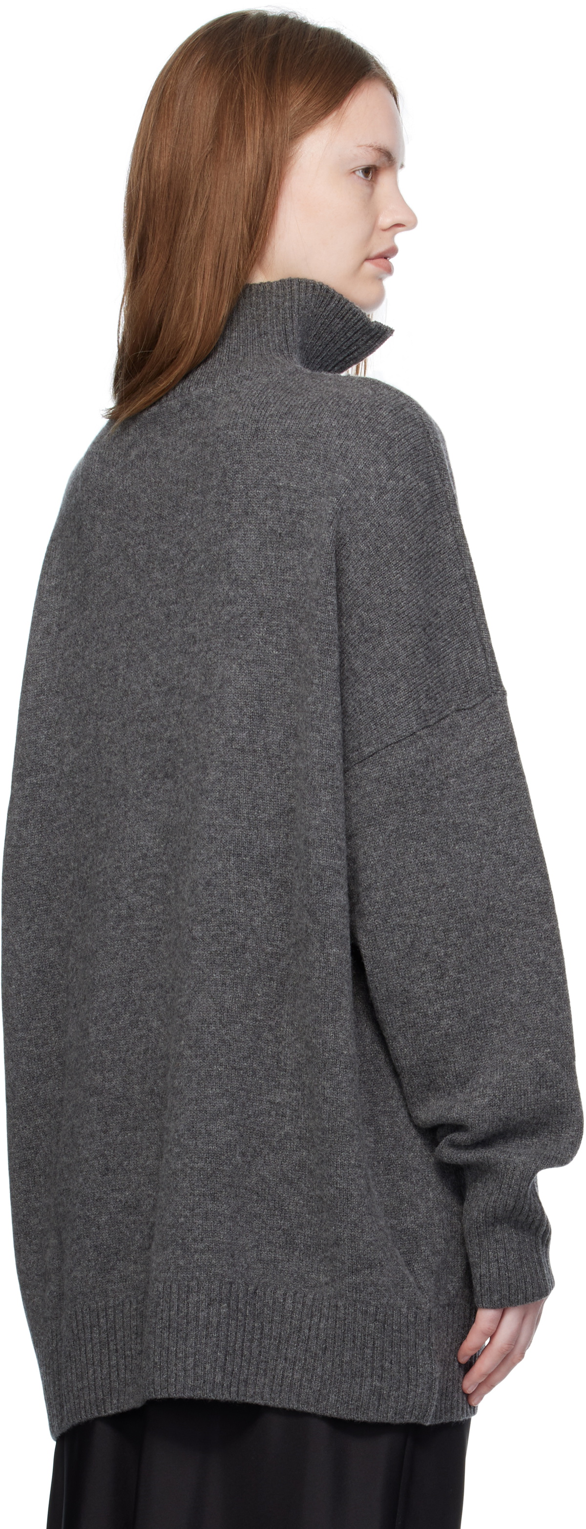 Paris Georgia Gray Oversized Zip Sweater