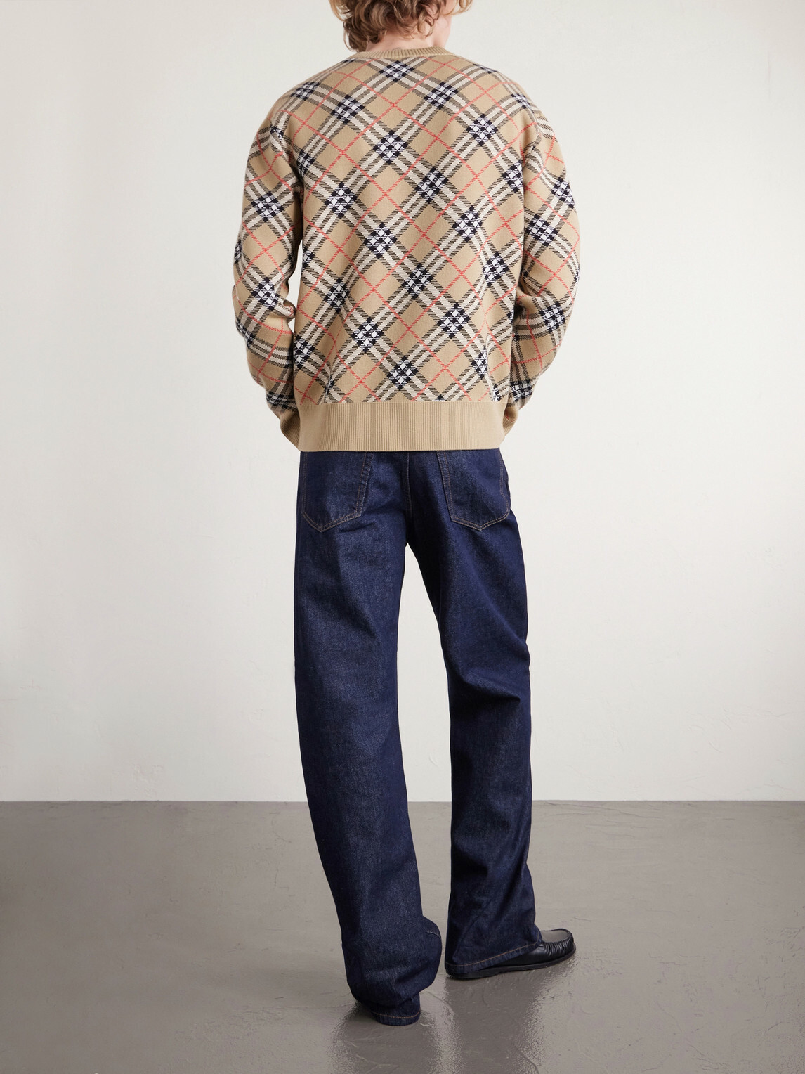 Burberry - Checked Cotton-Blend Sweater - Neutrals