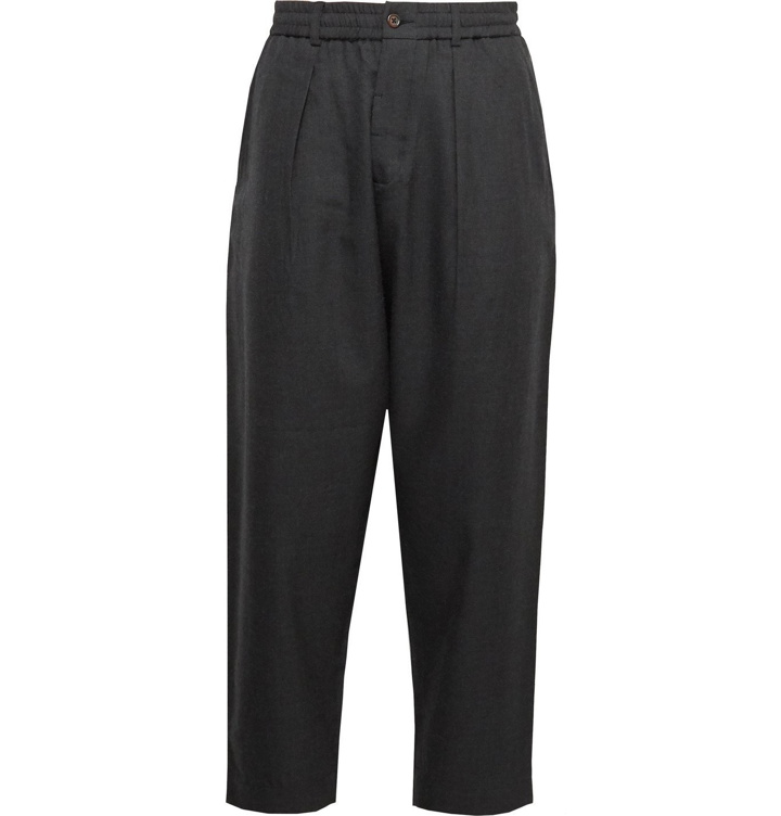 Photo: Universal Works - Tapered Pleated Mélange Wool-Twill Trousers - Gray