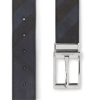 BURBERRY - 3.5cm Reversible Coated-Canvas and Leather Belt - Blue