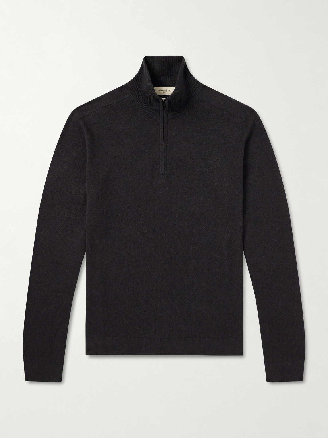 PIACENZA 1733 - Lupetto Cashmere and Linen-Blend Half-Zipped Sweater - Black