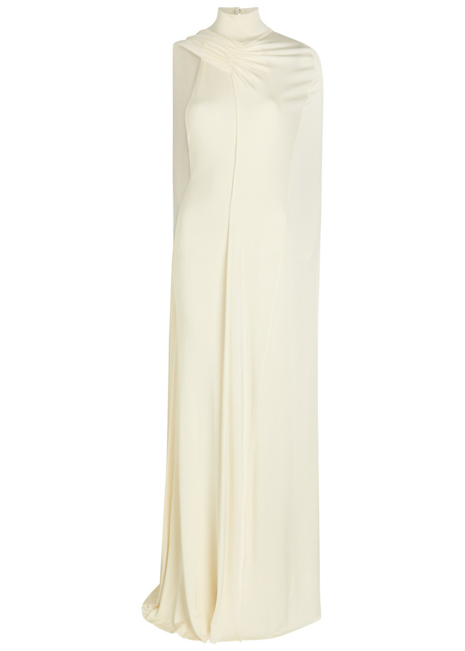 The New Arrivals Ilkyaz Ozel Umay Cape-effect Stretch-jersey Gown Cream