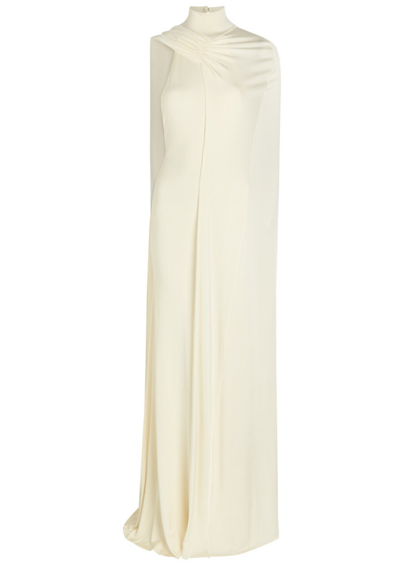 Photo: The New Arrivals Ilkyaz Ozel Umay Cape-effect Stretch-jersey Gown Cream