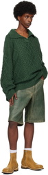 GUESS USA Green Crackle Leather Shorts