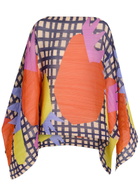 Pleats Please Issey Miyake Printed Pleated Woven Stole - Red - One Size