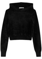 Alexanderwang.t Hooded Cropped Chenille Sweatshirt Black