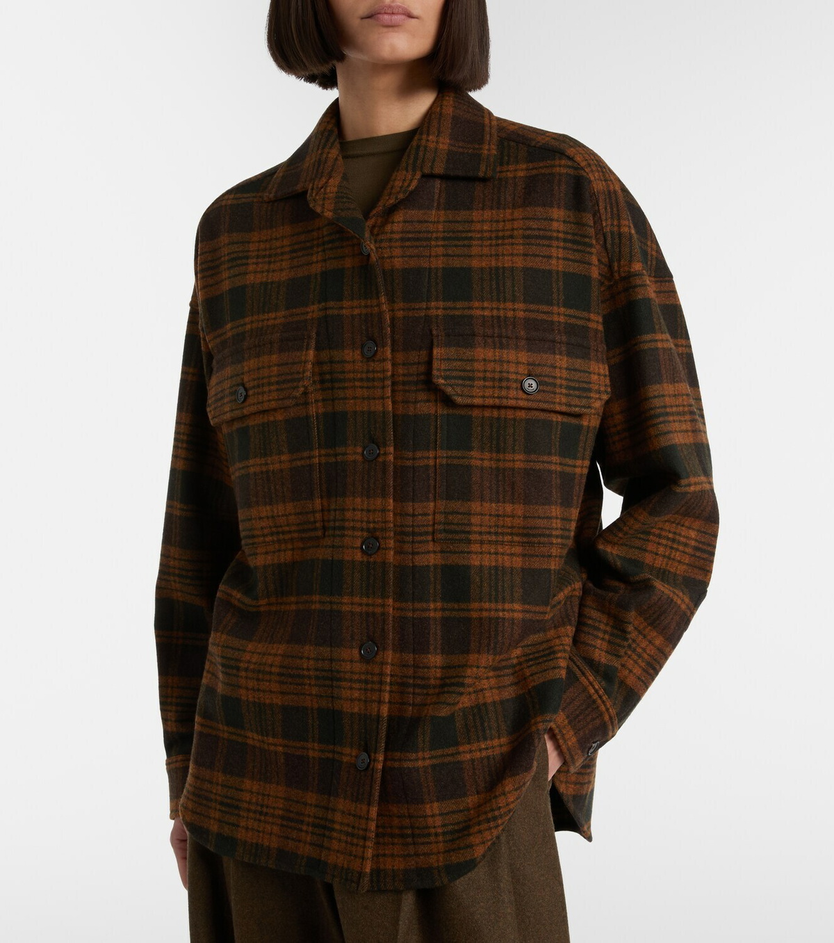 Loro Piana Darby checked wool and cashmere overshirt