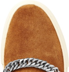 AMIRI - Embellished Leather-Trimmed Suede Slip-On Sneakers - Brown