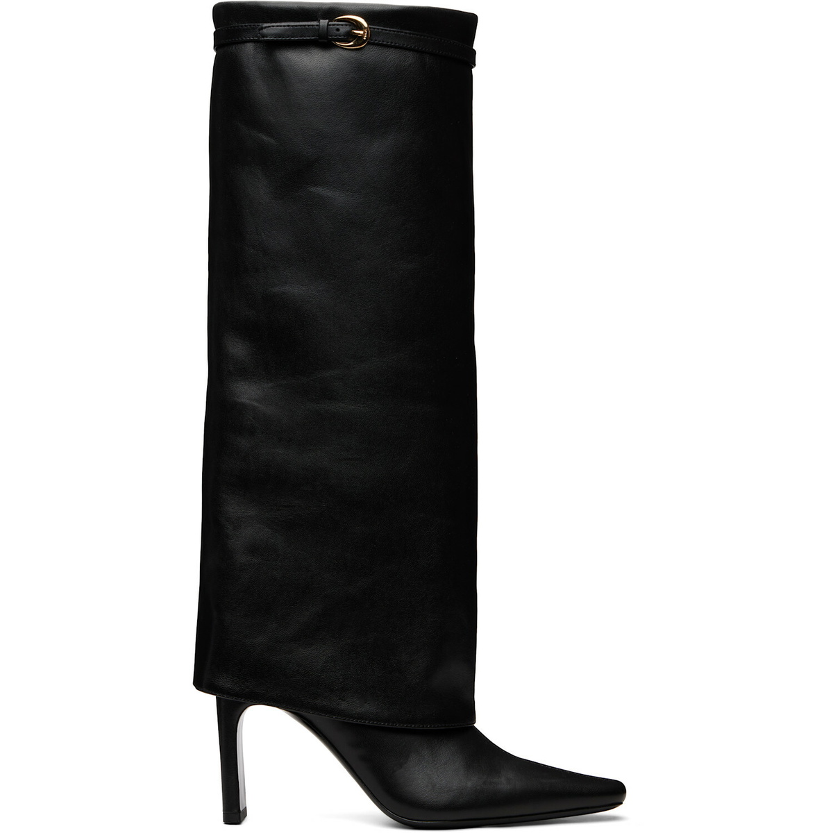 Staud Black Wally Foldover High Heel Boots