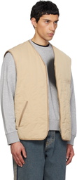 MM6 Maison Margiela Beige Quilted Reversible Vest