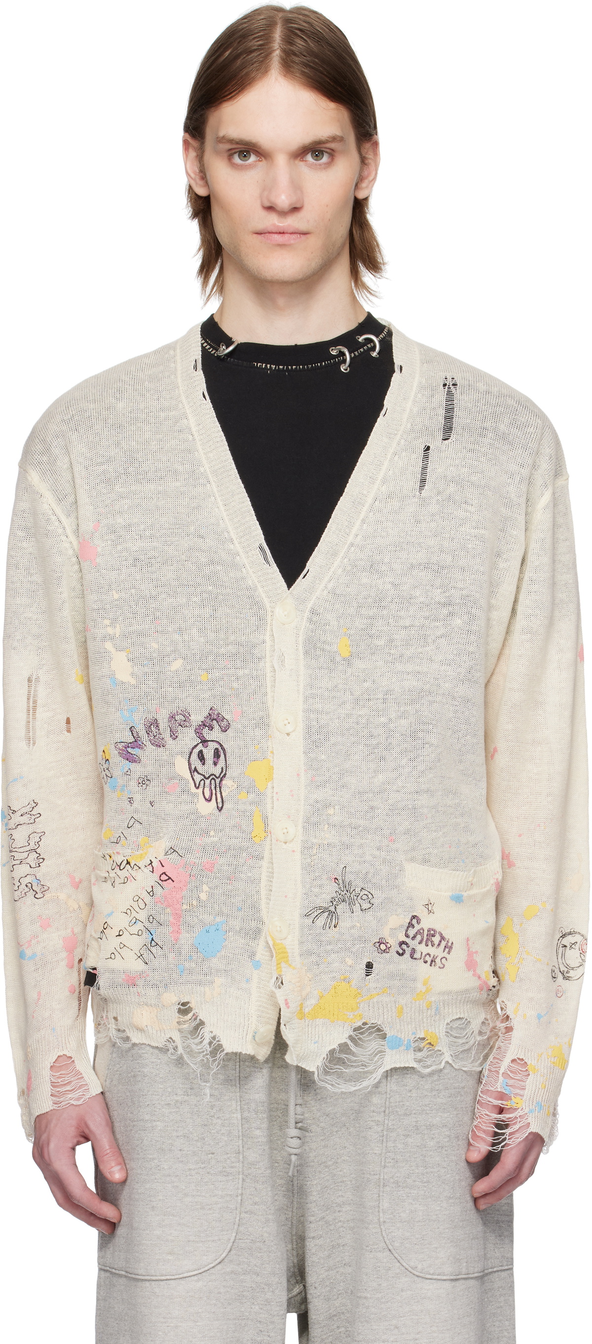 R13 Off-White Crosby Graffiti Sweater R13