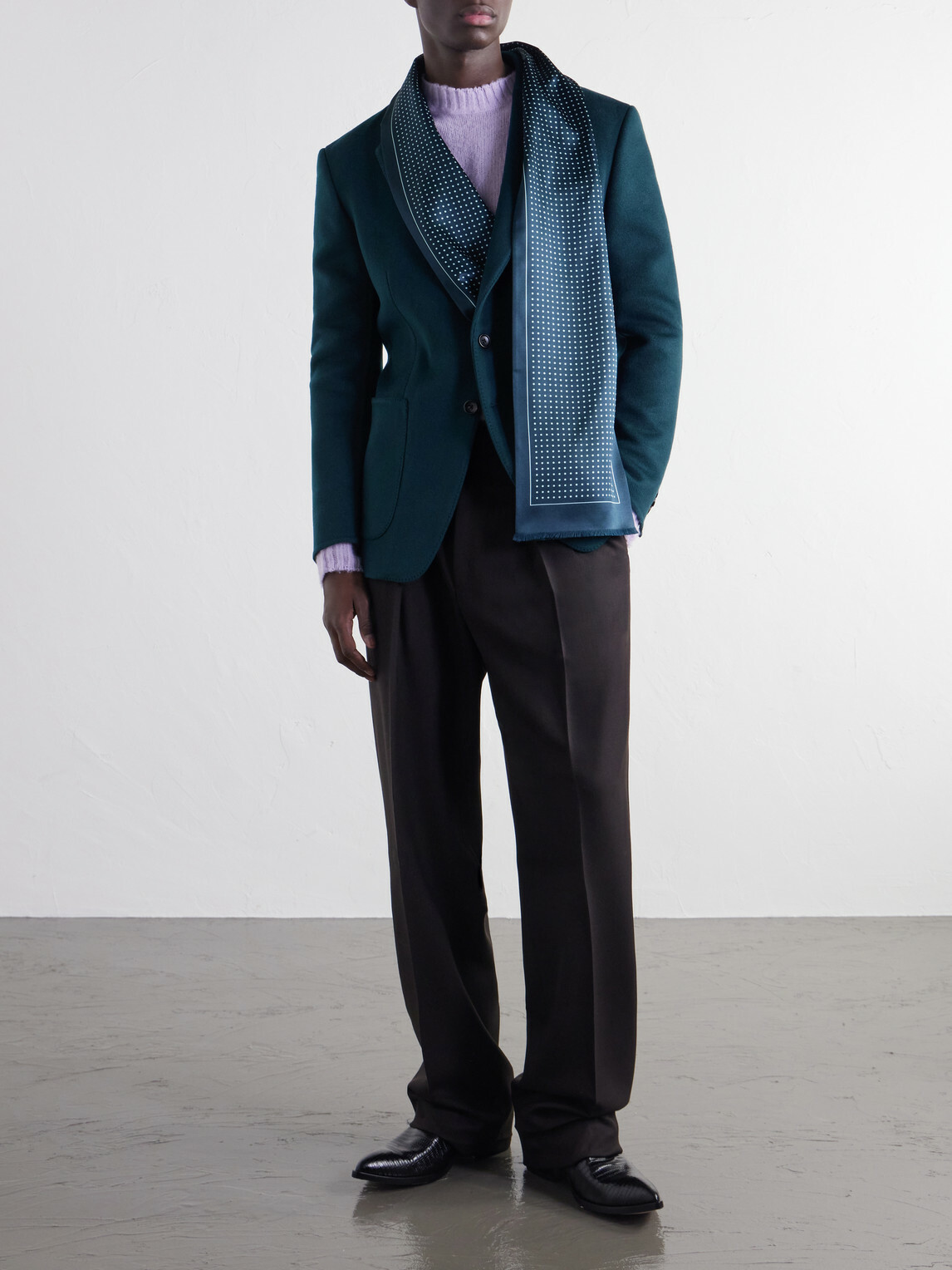 TOM FORD - Polka-Dot Silk-Satin Scarf - Green