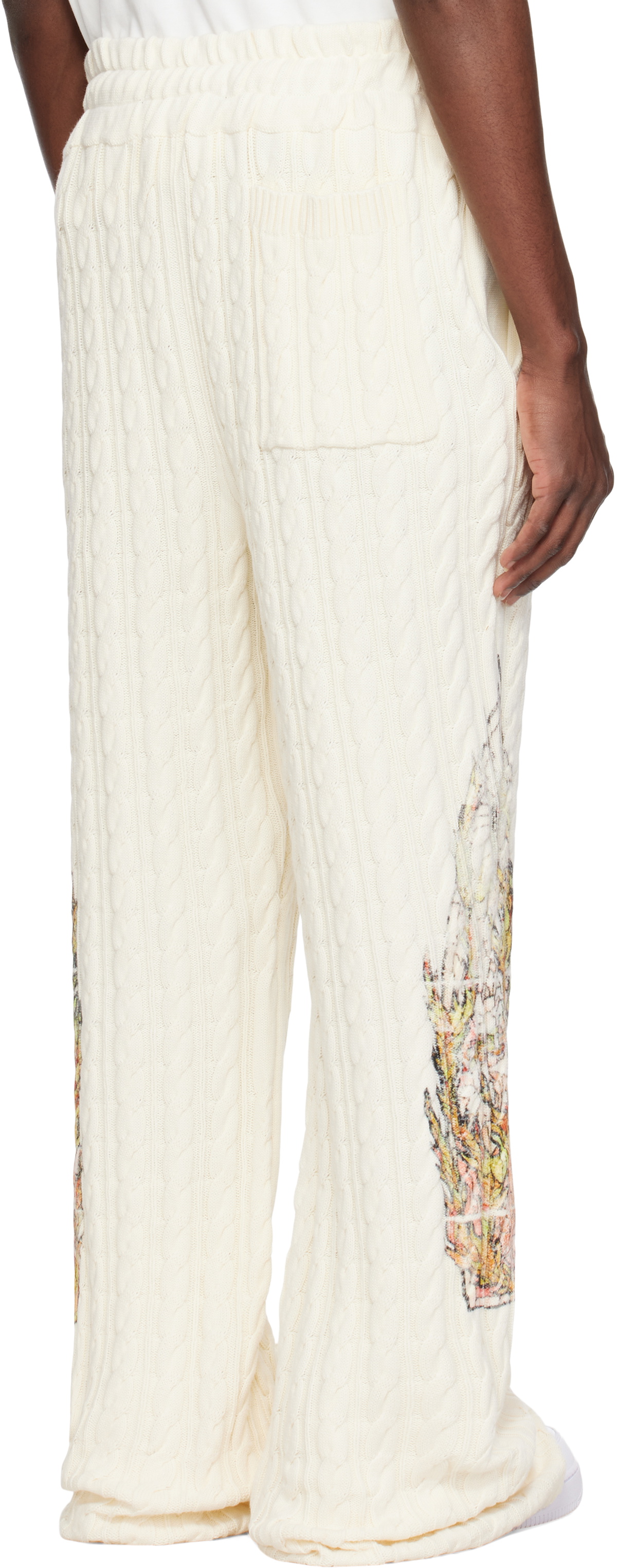 Who Decides War Off-White Flame Glass Cable Knit Sweatpants