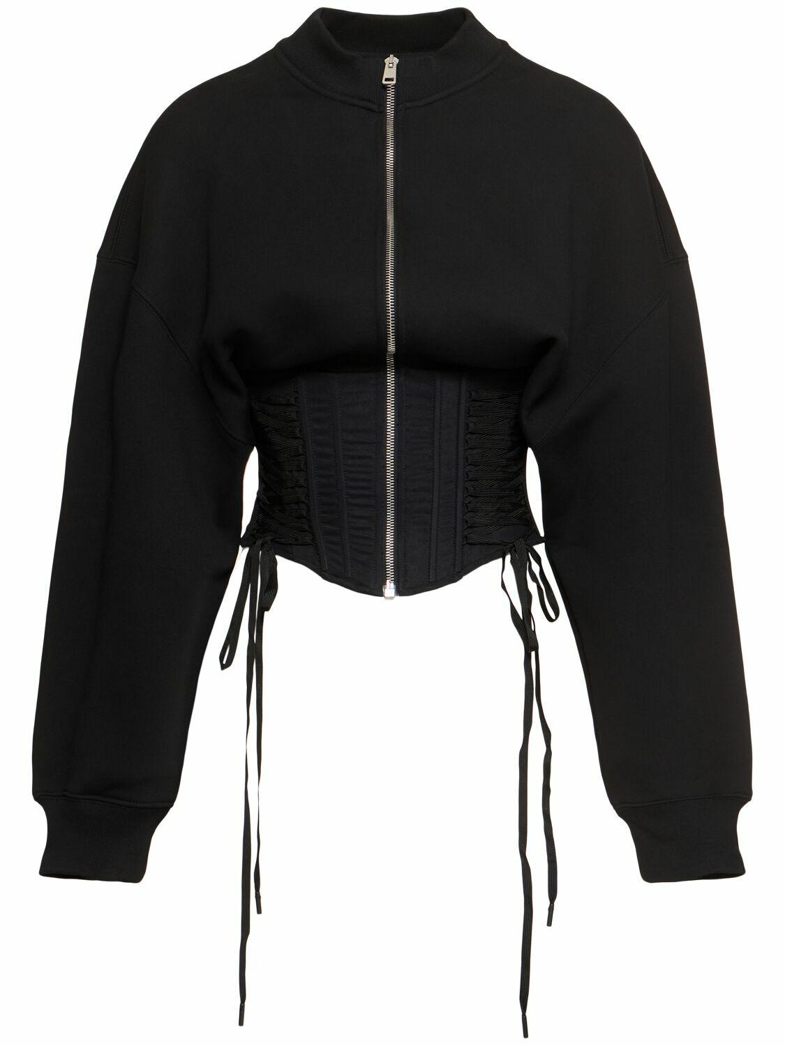 【関税込み】Mugler ブラック Sculptured Scuba ジャケット Mugler Black Sculptured Scuba Jacket Mugler