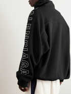 Balenciaga - Oversized Logo-Appliquéd Fleece Track Jacket - Black