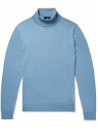 Dunhill - Logo-Embroidered Wool Rollneck Sweater - Blue