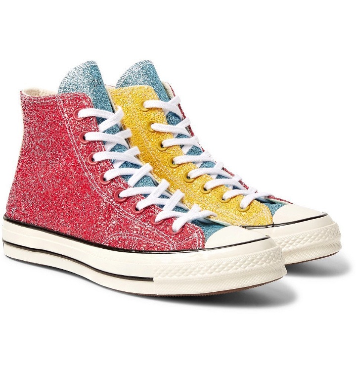 Photo: Converse - JW Anderson 1970s Chuck Taylor All Star Glittered Canvas High-Top Sneakers - Red