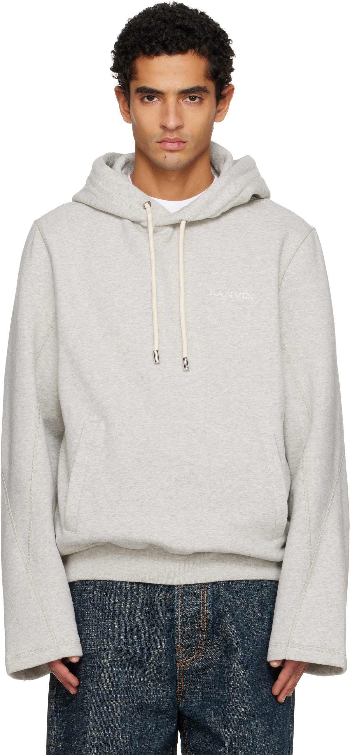 Lanvin Gray Cotton Fleece & Cashmere Hoodie
