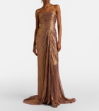Marmar Halim Caped pleated bustier gown