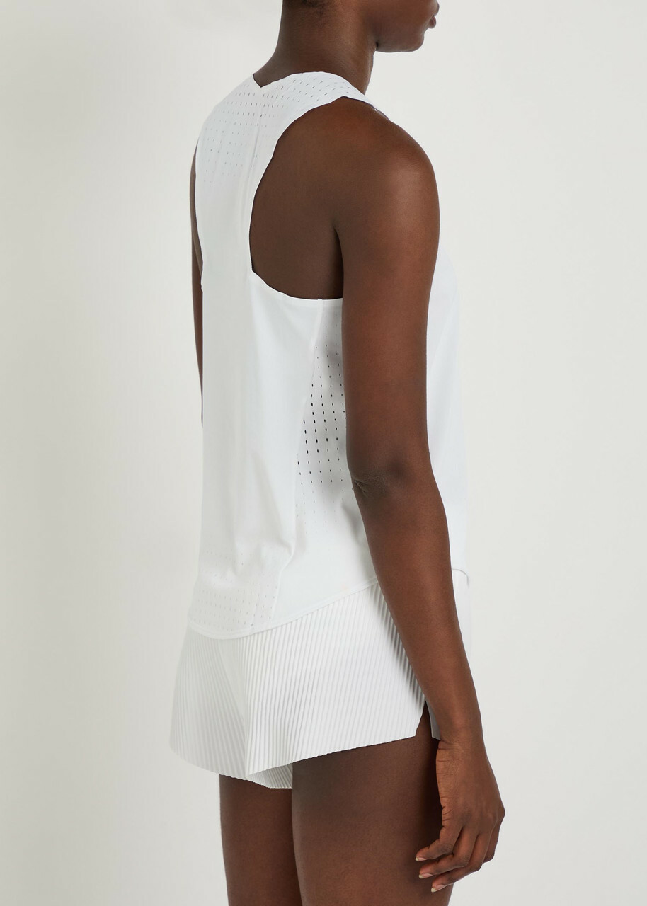 Nike Aeroswift Dri-fit Adv Perforated Jersey Running Vest White And Black
