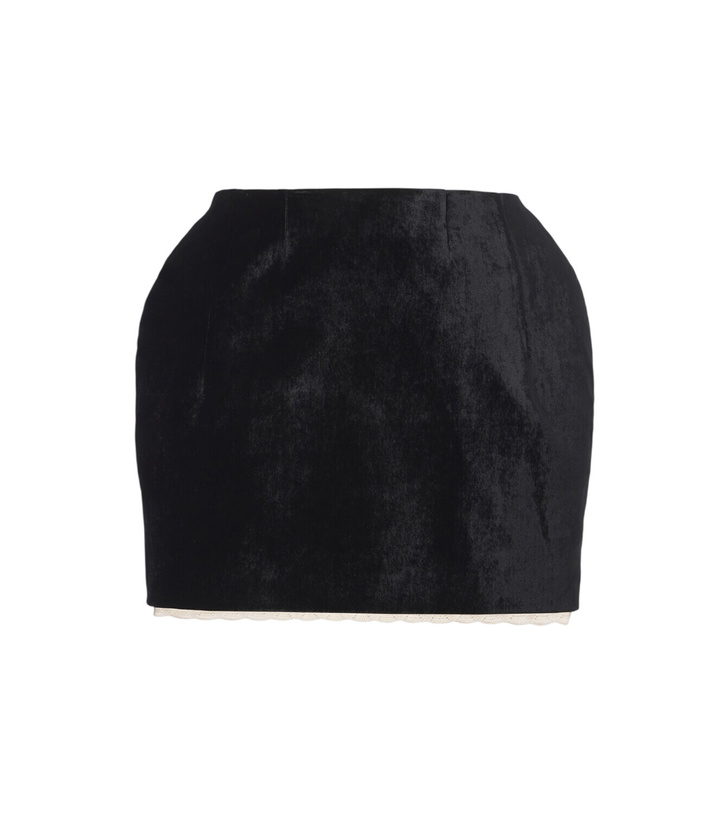 Photo: Magda Butrym Crochet-trimmed velvet miniskirt